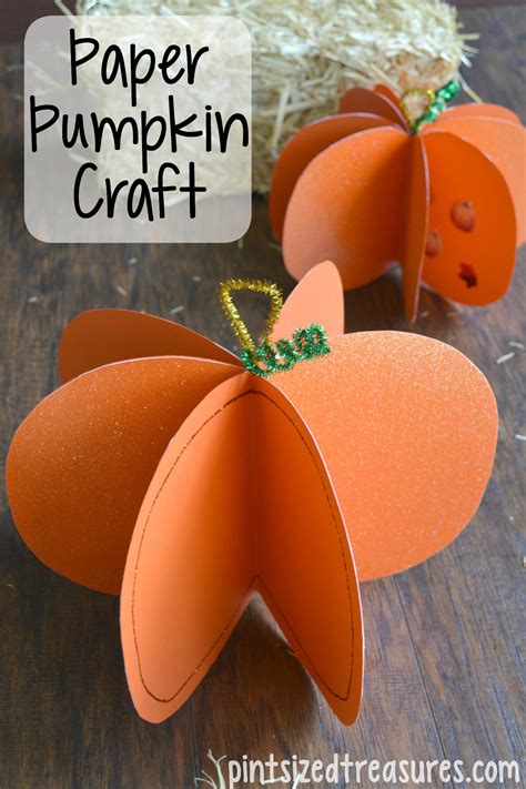 Easy Paper Pumpkin Craft » Pint-sized Treasures | Paper pumpkin craft, Thanksgiving crafts for ...