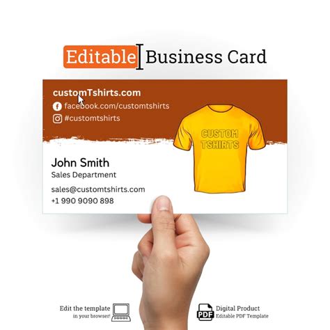 T-shirt Business Cards DIY Template Print Custom Logo Text - Etsy