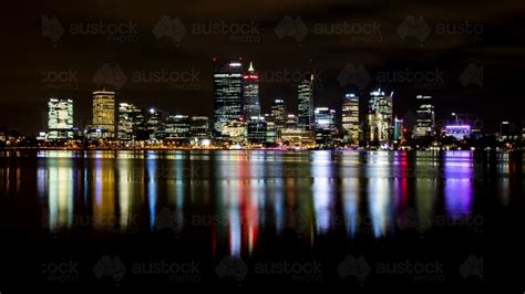 Image of Perth city skyline at night - Austockphoto