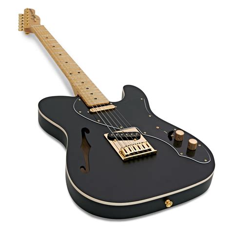 Fender FSR Telecaster Deluxe Thinline, Satin Black w/ Gold Hardware | Gear4music