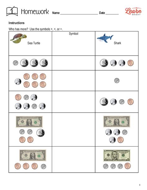 Comparing Money Amounts, Free PDF Download - Learn Bright