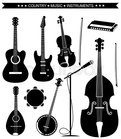 Vector country music instruments isolated on white | Stock vector | Colourbox