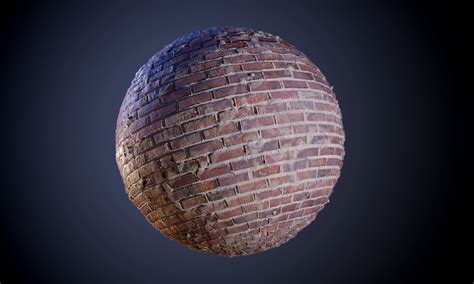 3D model Brick Wall Red Grunge Seamless PBR Texture