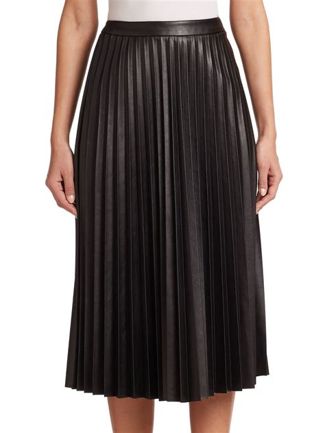 Lyst - Nicholas Pleated Faux-leather Midi Skirt in Black