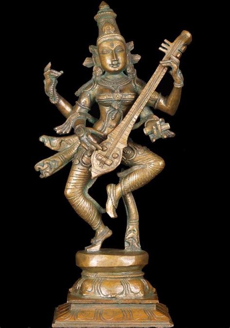 SOLD Bronze Dancing Saraswati Statue 12.5" (#60b84): Hindu Gods & Buddha Statues