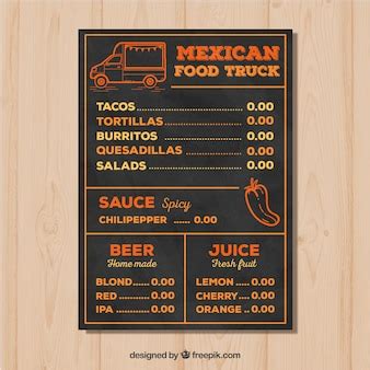 Free Vector | Hand drawn mexican food truck menu