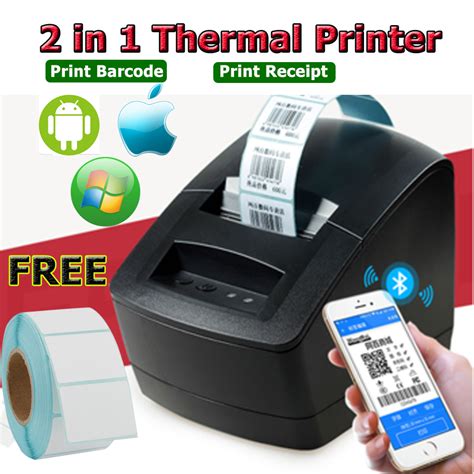 2 inch Bluetooth Barcode Label Printer Thermal Sticker Printer 2 in 1 Printer Support Receipt ...