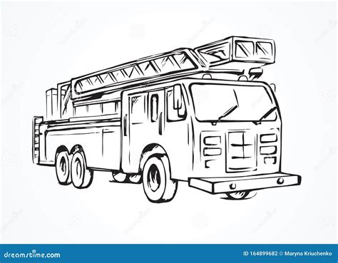 Fire truck. Vector drawing stock vector. Illustration of extinguisher - 164899682