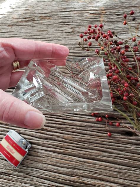 Vintage Glass Ashtray Clear Glass Ashtray Small Personal - Etsy