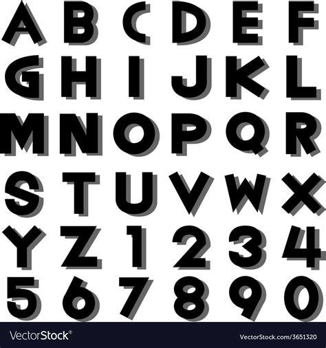 Alphabet fonts and numbers Royalty Free Vector Image