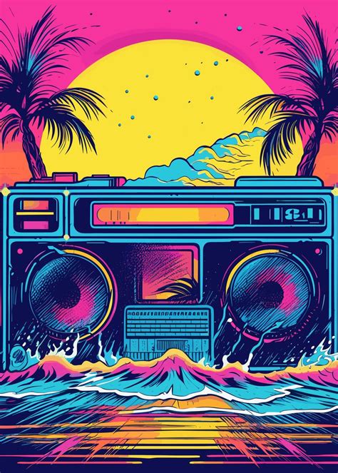 'Music Synthwave 80s' Poster, picture, metal print, paint by ...