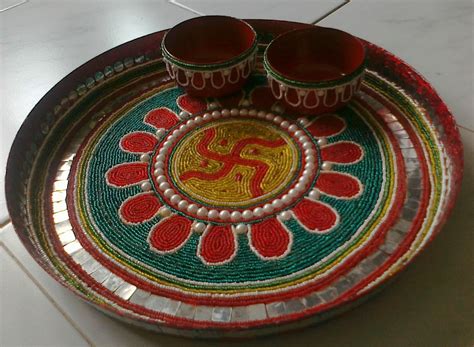 Beautifully decorated aarti thali... | Thali decoration ideas, Diwali craft, Festival decorations