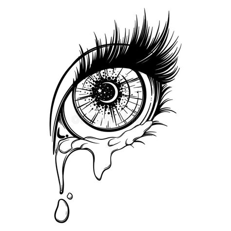 Crying Eye in Anime or Manga Style with Teardrops and Reflections. Highly Detailed Vector ...