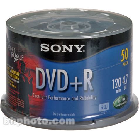 Sony 4.7GB DVD+R Recordable Disc (50) 50DPR47RS4 B&H Photo Video