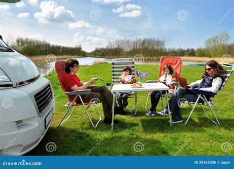 Family vacation in camping stock photo. Image of caravan - 25165336