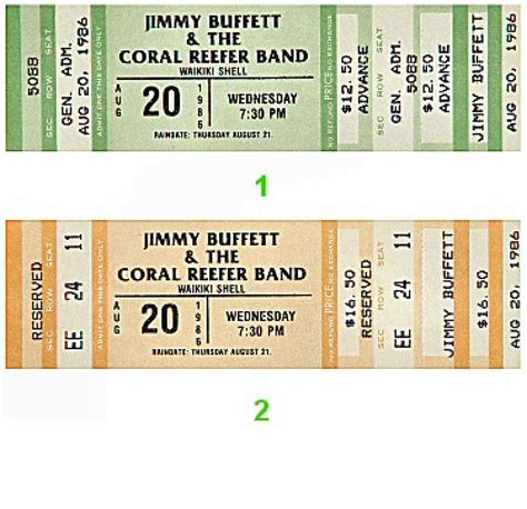 Jimmy Buffett Vintage Concert Vintage Ticket from Waikiki Shell, Aug 20 ...