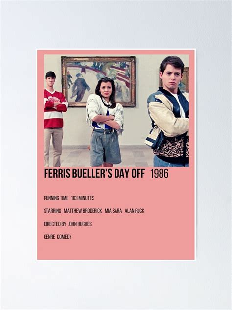 "ferris bueller's day off minimalist movie poster/sticker" Poster by ...