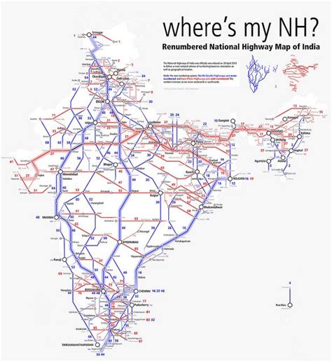 Renumbered National Highways map of India (Schematic) | India map ...