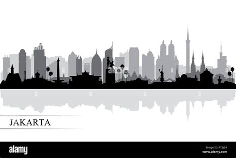 Jakarta city skyline silhouette background, vector illustration Stock ...