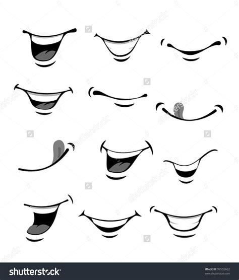 Set of smiling mouth | Cartoon mouths, Drawing cartoon faces, Smile drawing