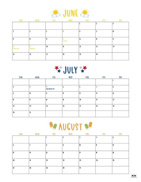 2023 Summer Calendars - 18 FREE Printables - PrintaBulk