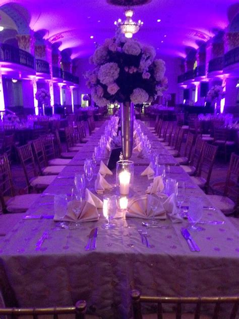 Long Table in Grand Ballroom with Uplights | Table design, Long table, May flowers