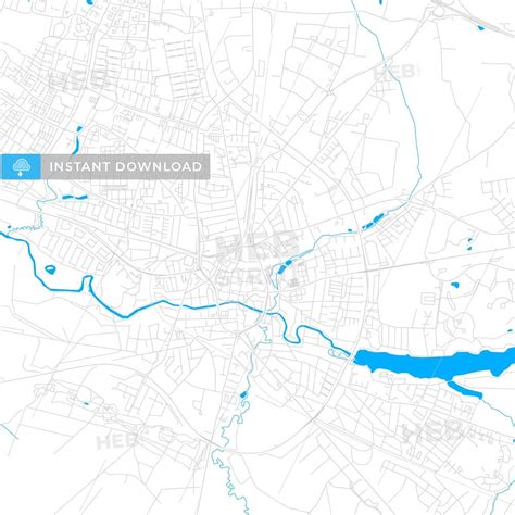 Bright vector map of Holstebro, Denmark with fine tuning between road ...