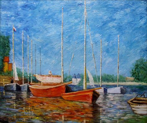 Framed, Claude Monet The Red Boats Repro, Hand Painted Oil Painting 20x24in | eBay