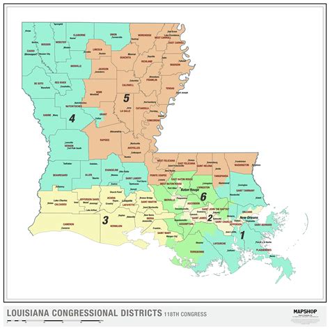 Louisiana 2022 Congressional Districts Wall Map by MapShop - The Map Shop