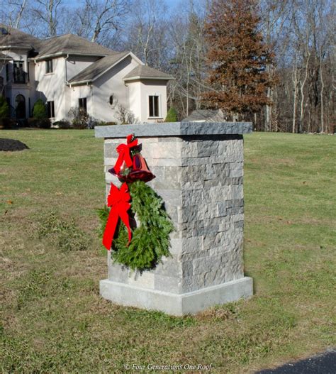 DIY driveway entrance stone columns | Four Generations One Roof