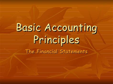 Basic accounting principles