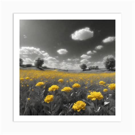 Black And White Flower Field Art Print by Pat4U - Fy