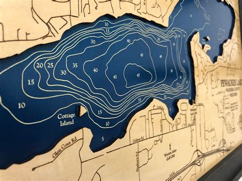 Pewaukee Lake Map Custom Wood Map 3D Wall Art Contour Map | Etsy