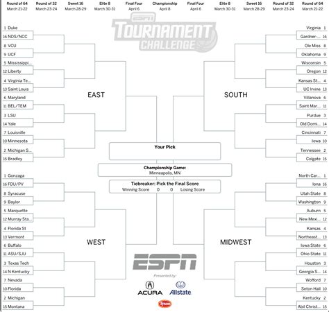 March Madness 2019: Get your printable NCAA bracket from ESPN - ABC7 ...