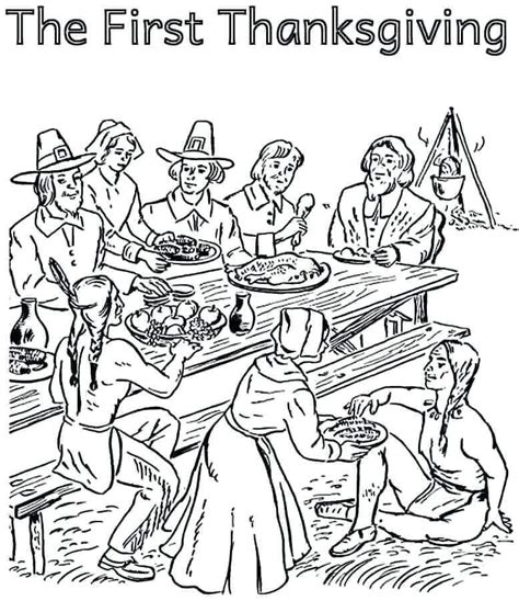 30 Free Printable Thanksgiving Pilgrims Coloring Pages