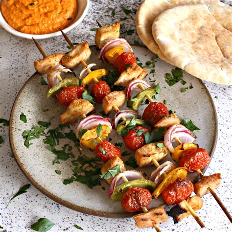 Hungry Couple: Grilled Chicken Skewers with Roasted Red Pepper Sauce