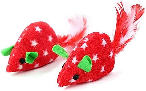 Amazon.com : Lvyuanda 2pcs Mice Shape Pet Cat Toys Catnip Interactive Toy Kitten Christmas Toy ...