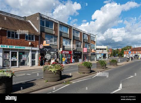 View of the High Street in Frimley town centre, Surrey, England, UK ...