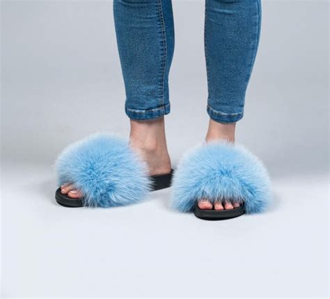 Summer Blue Fur Slides. Made of 100% Real Fur. All Sizes Available. | Fur slides, Blue fur, Blue ...