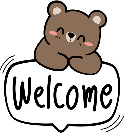 smiling brown bear with speech box welcome cartoon element 28212206 PNG