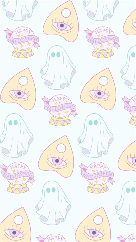 Cute Halloween Wallpaper with Cartoon Skulls