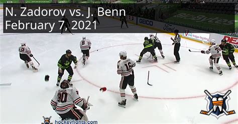 Nikita Zadorov vs. Jamie Benn, February 7, 2021 - Chicago Blackhawks vs. Dallas Stars | HockeyFights