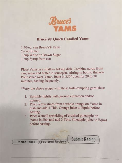 Bruce's quick and easy candied yams recipe | Yams recipe, Can yams recipe, Candied yams recipe