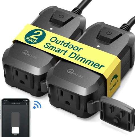 Smart Dimmer Plug Treatlife 2 Pack Outdoor Smart Plug Works with Alexa and Google Assistant ...