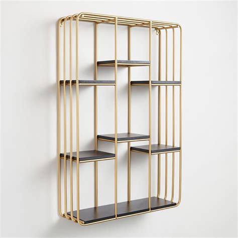 Modern Wall Shelving in Gold&Black | Black wall shelves, Wall shelves ...