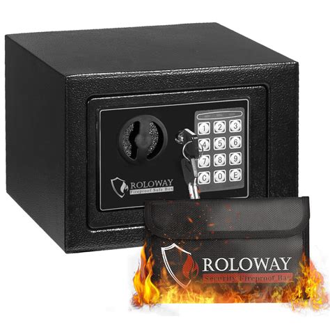 ROLOWAY Steel Money Safe Box for Home with Fireproof Money Bag for Cash Safe Hidden, Security ...