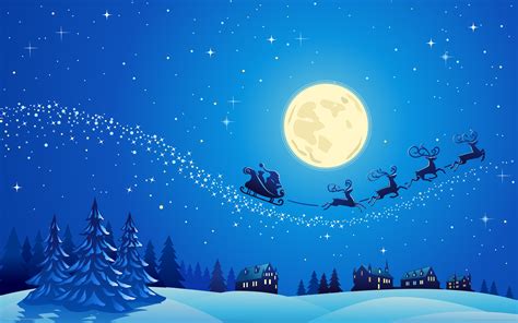 Free download Christmas Eve Santa Claus Raindeer Sleigh Moon Desktop ...