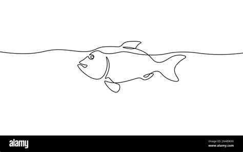 One line continuous sea fish symbol concept. Silhouette salmon fish food menu ration diet icon ...