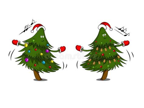 Card With Dancing Christmas Trees Stock Vector - Illustration of image, funny: 35009181