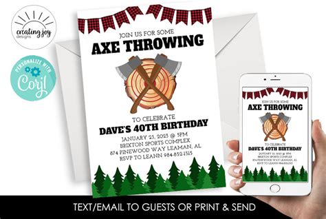 Editable Axe Throwing Invitation Invite Digital 5x7 Adult - Etsy